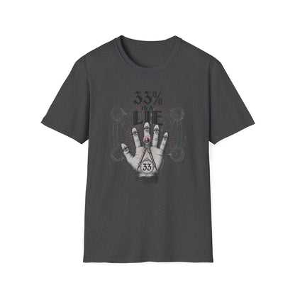 33% Is a Lie Graphic Tee with Mystic Hand Illustration