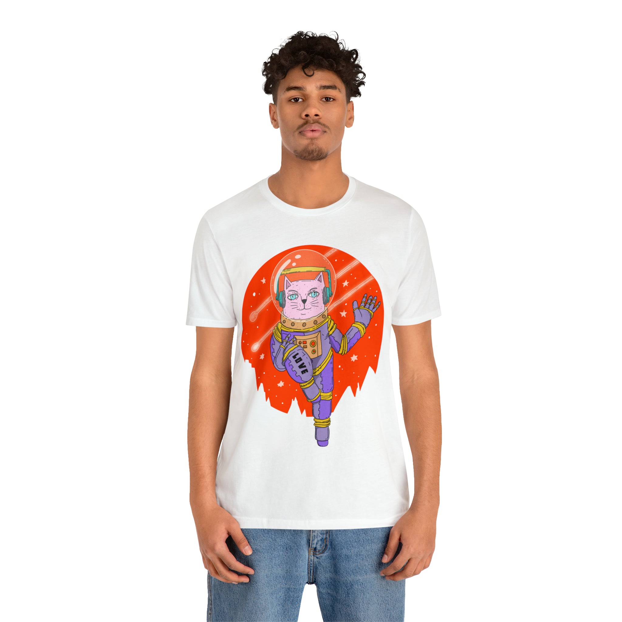 Space Cat Unisex T-Shirt | Telescope Galaxy Stars Cat Lady Shirt