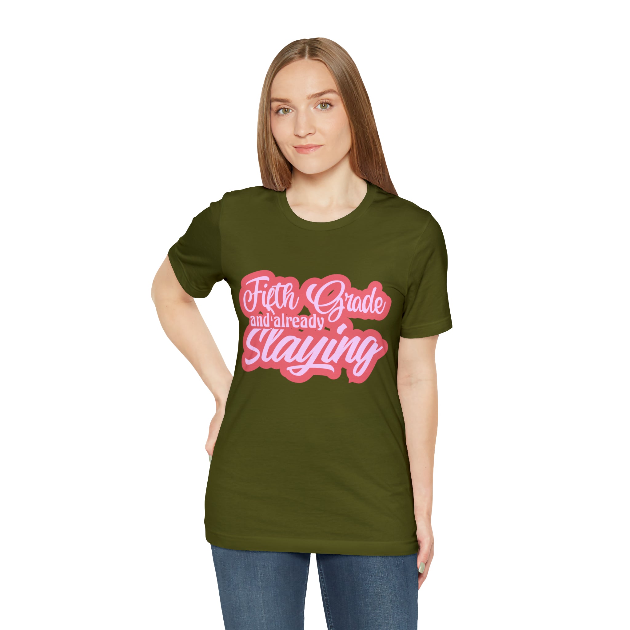 Slaying in Fifth Grade Shirt | Pink School Unisex T-Shirt