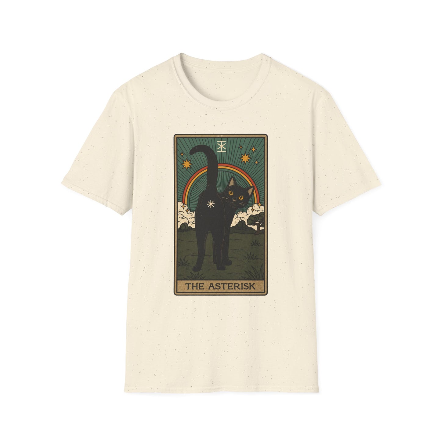 The Asterisk Tarot Cat T-Shirt — Retro Rainbow Black Cat Graphic Tee