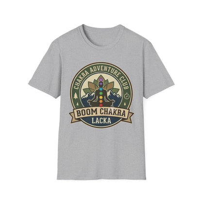 Chakra Adventure Club T‑Shirt — 'Boom Chakra Lacka' Spiritual Hiking Graphic