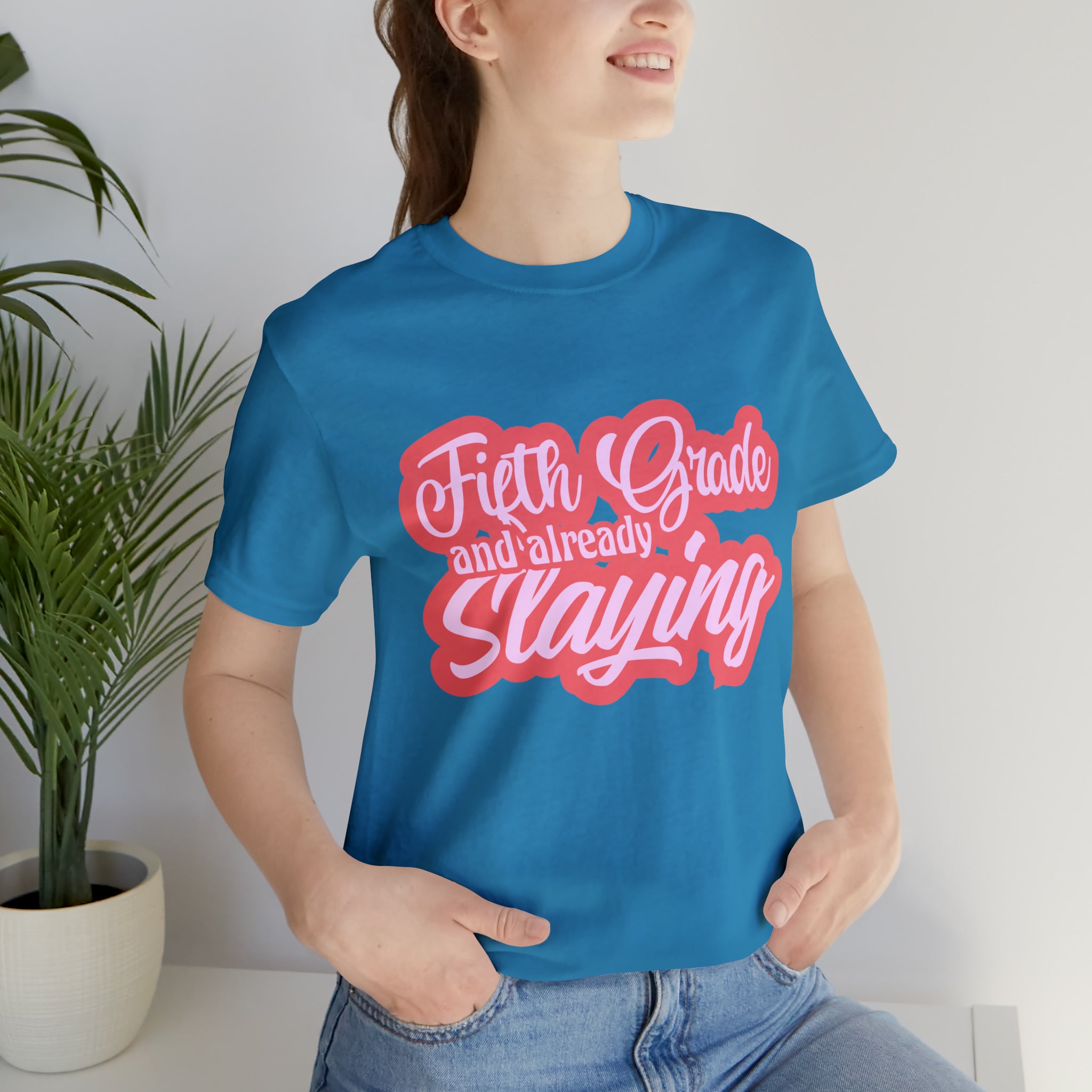 Slaying in Fifth Grade Shirt | Pink School Unisex T-Shirt