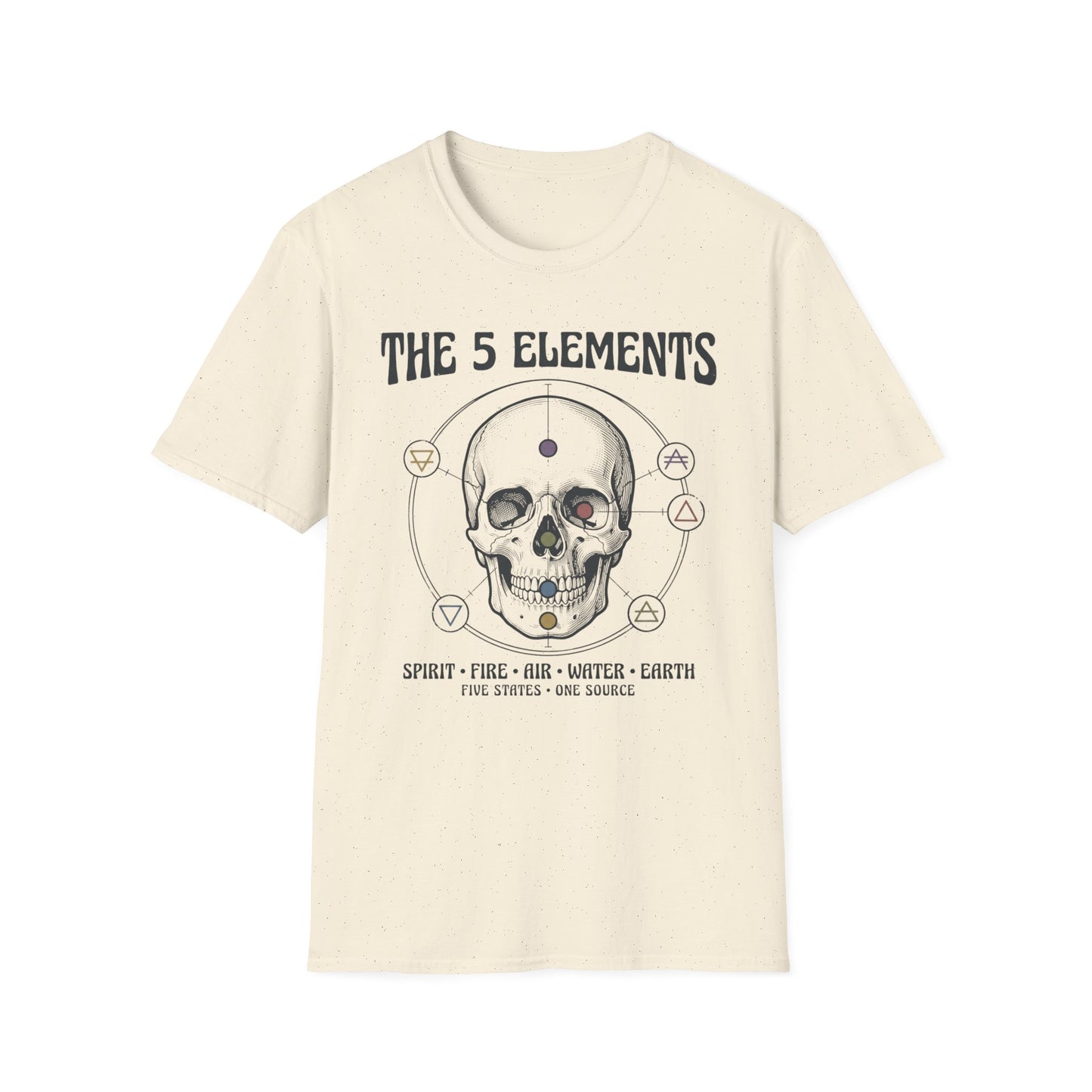 The 5 Elements Graphic T‑Shirt — Mystic Skull Elemental Symbols Tee