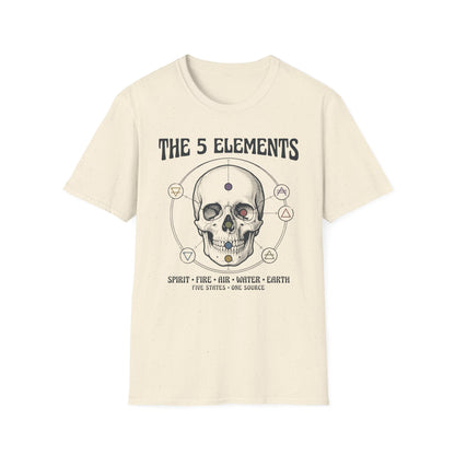 The 5 Elements Graphic T‑Shirt — Mystic Skull Elemental Symbols Tee