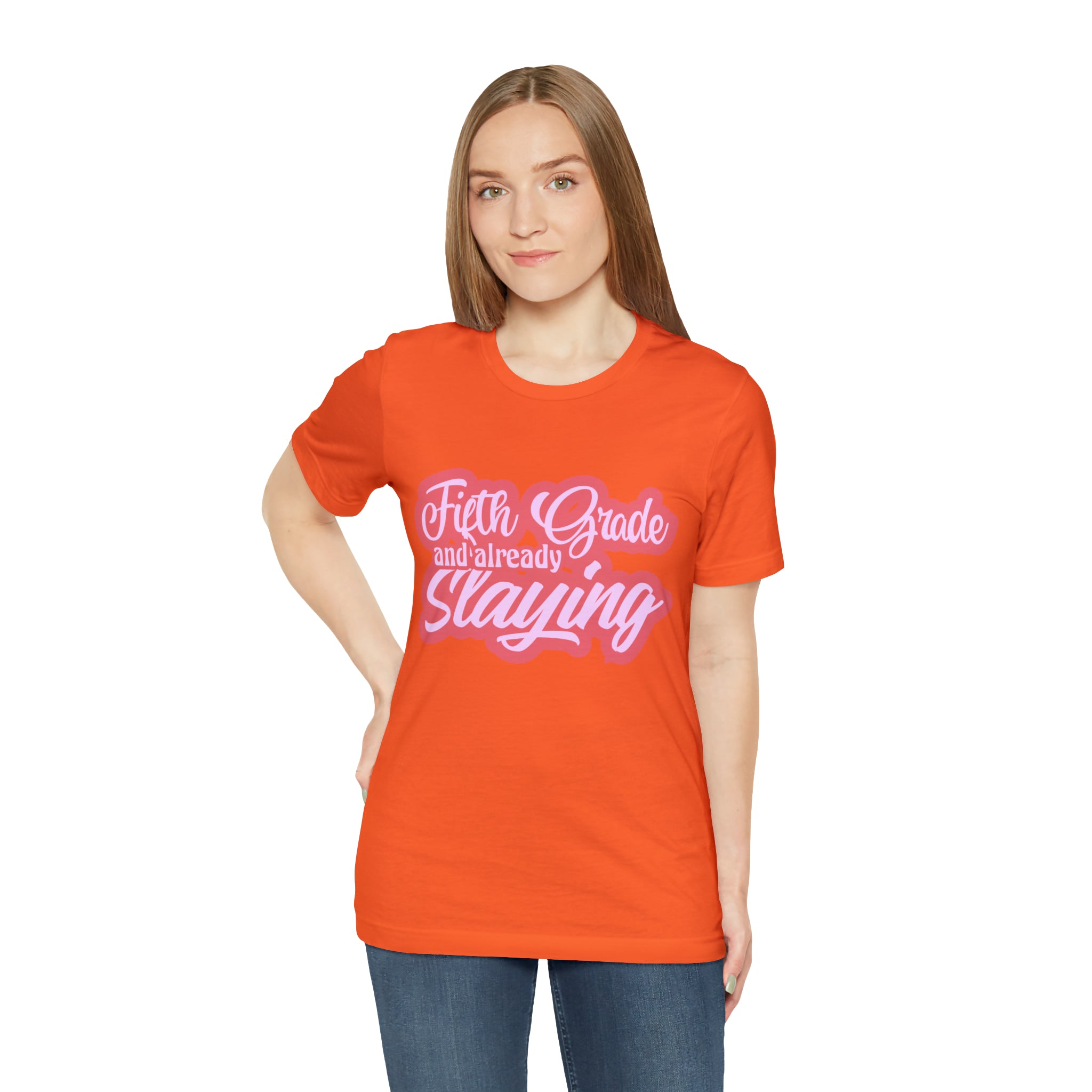 Slaying in Fifth Grade Shirt | Pink School Unisex T-Shirt