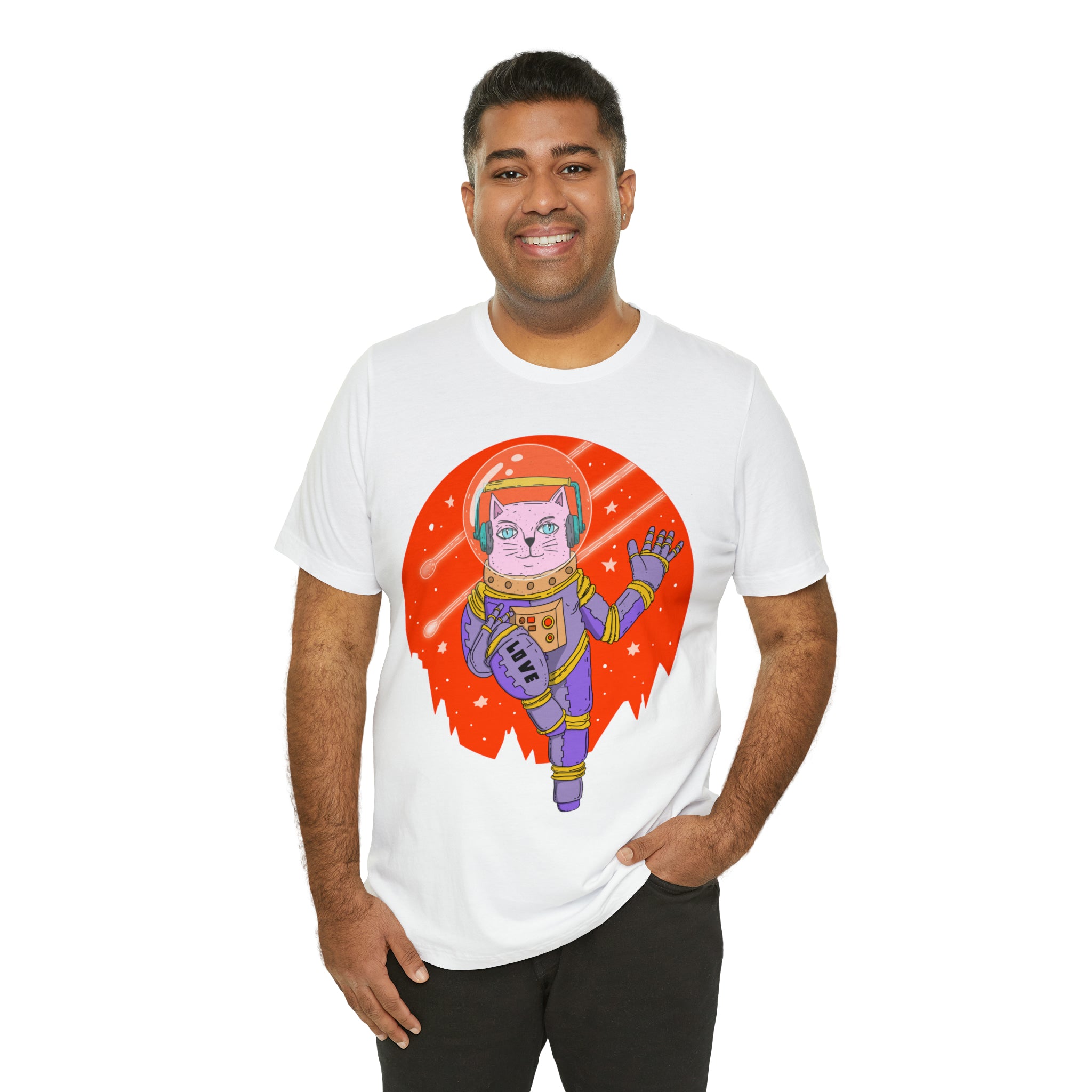 Space Cat Unisex T-Shirt | Telescope Galaxy Stars Cat Lady Shirt