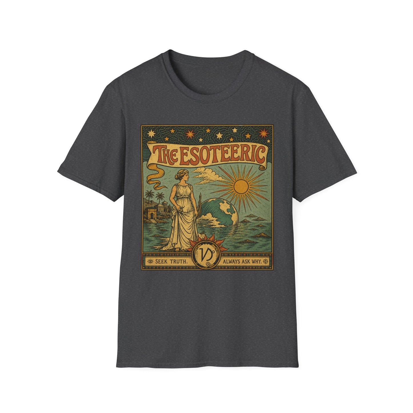 Esoteric Vintage Graphic T‑Shirt — 'The Esoteric' Retro Sun & Mystical Woman Design
