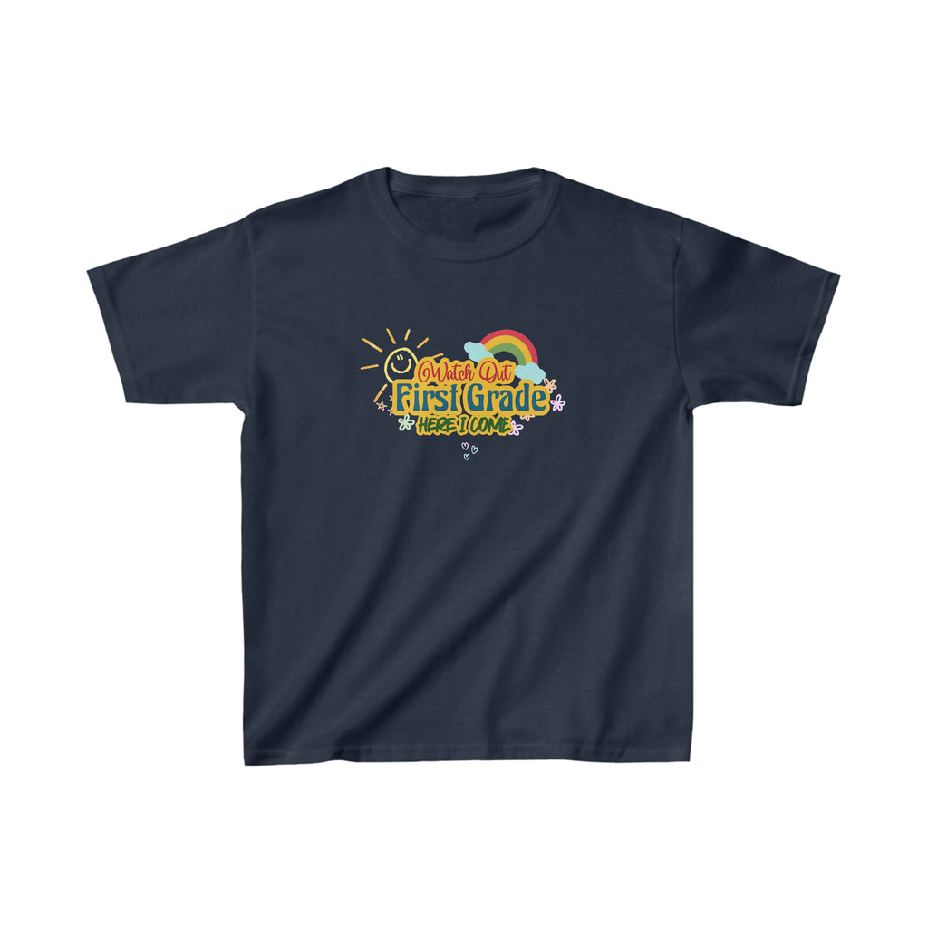 Watch Out First Grade Shirt | School Kids Heavy Cotton™ Tee