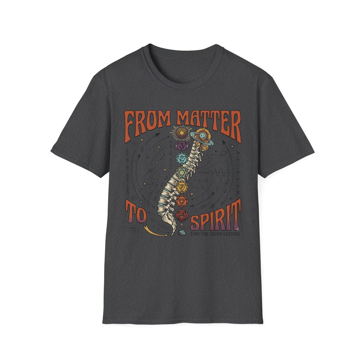 Spiritual Chakra Spine Graphic Tee—From Matter to Spirit T-Shirt