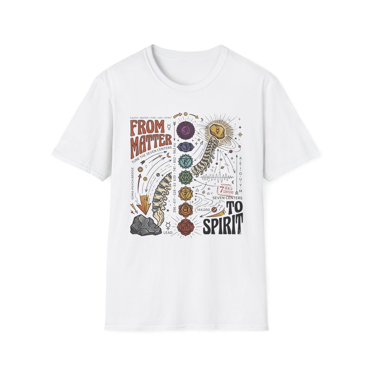 Chakra Spine T‑Shirt — "From Matter to Spirit" Spiritual Energy Tee
