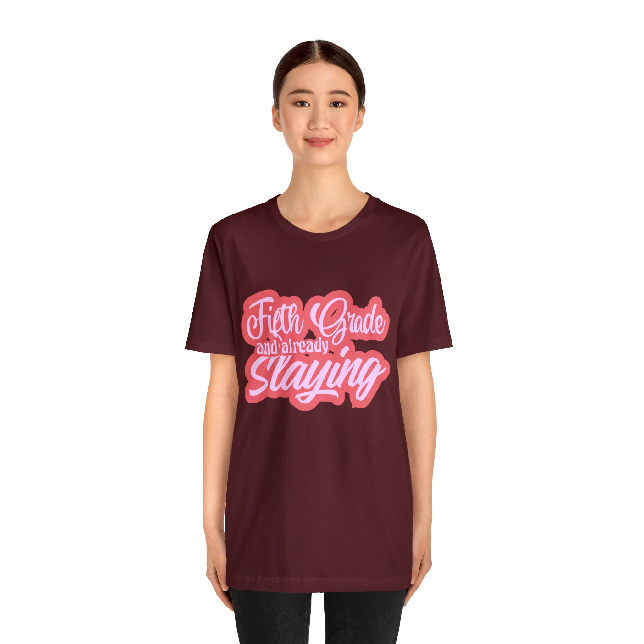 Slaying in Fifth Grade Shirt | Pink School Unisex T-Shirt