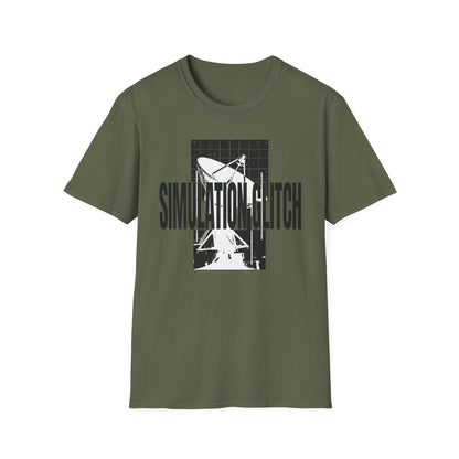 Simulation Glitch T-Shirt — Retro Satellite Grid Graphic Tee