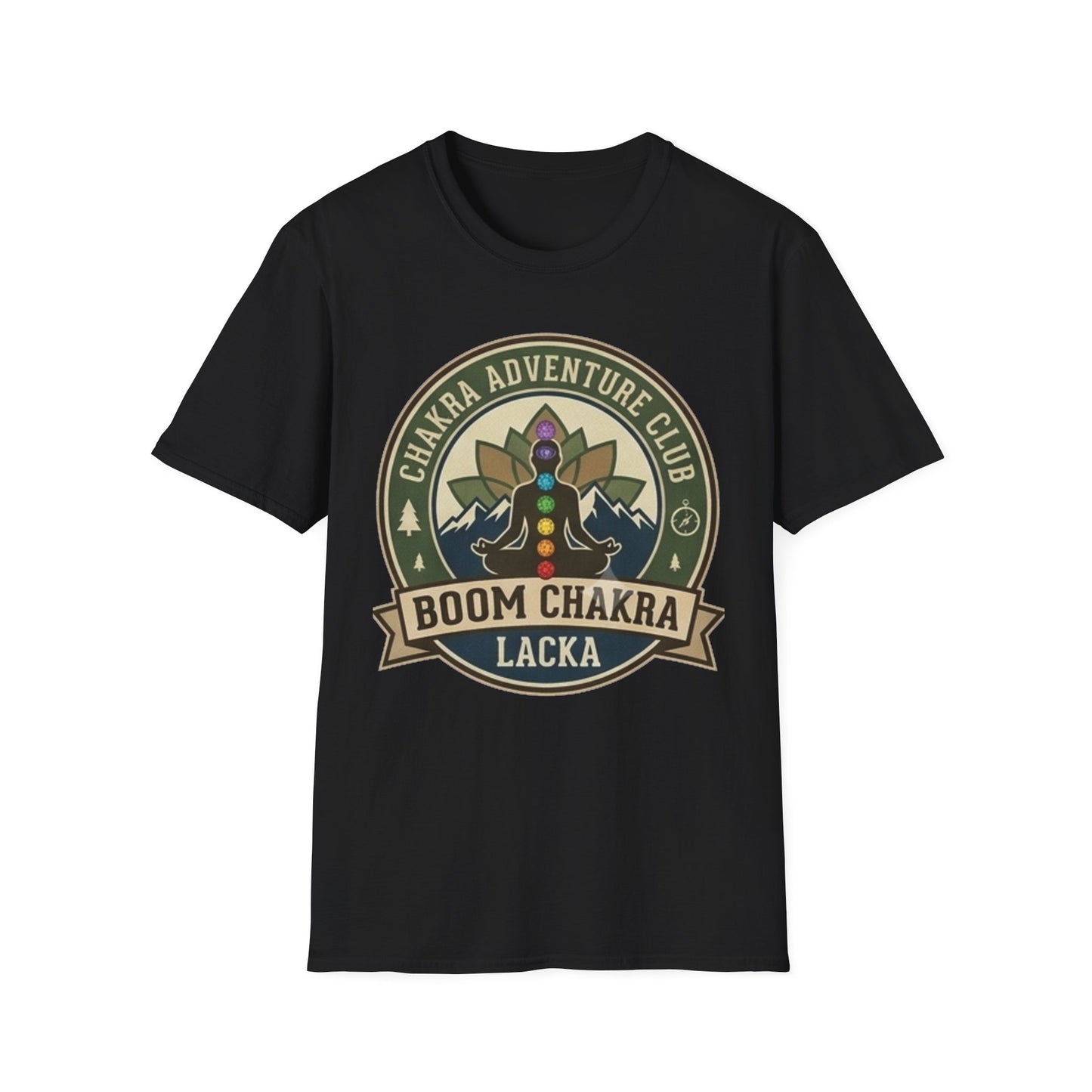 Chakra Adventure Club T‑Shirt — 'Boom Chakra Lacka' Spiritual Hiking Graphic