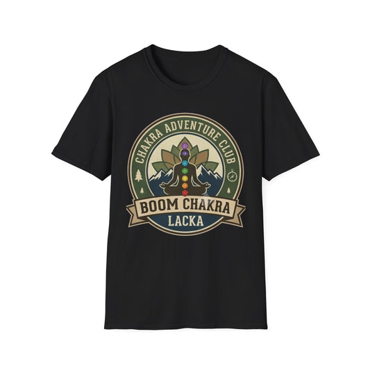 Chakra Adventure Club T‑Shirt — 'Boom Chakra Lacka' Spiritual Hiking Graphic