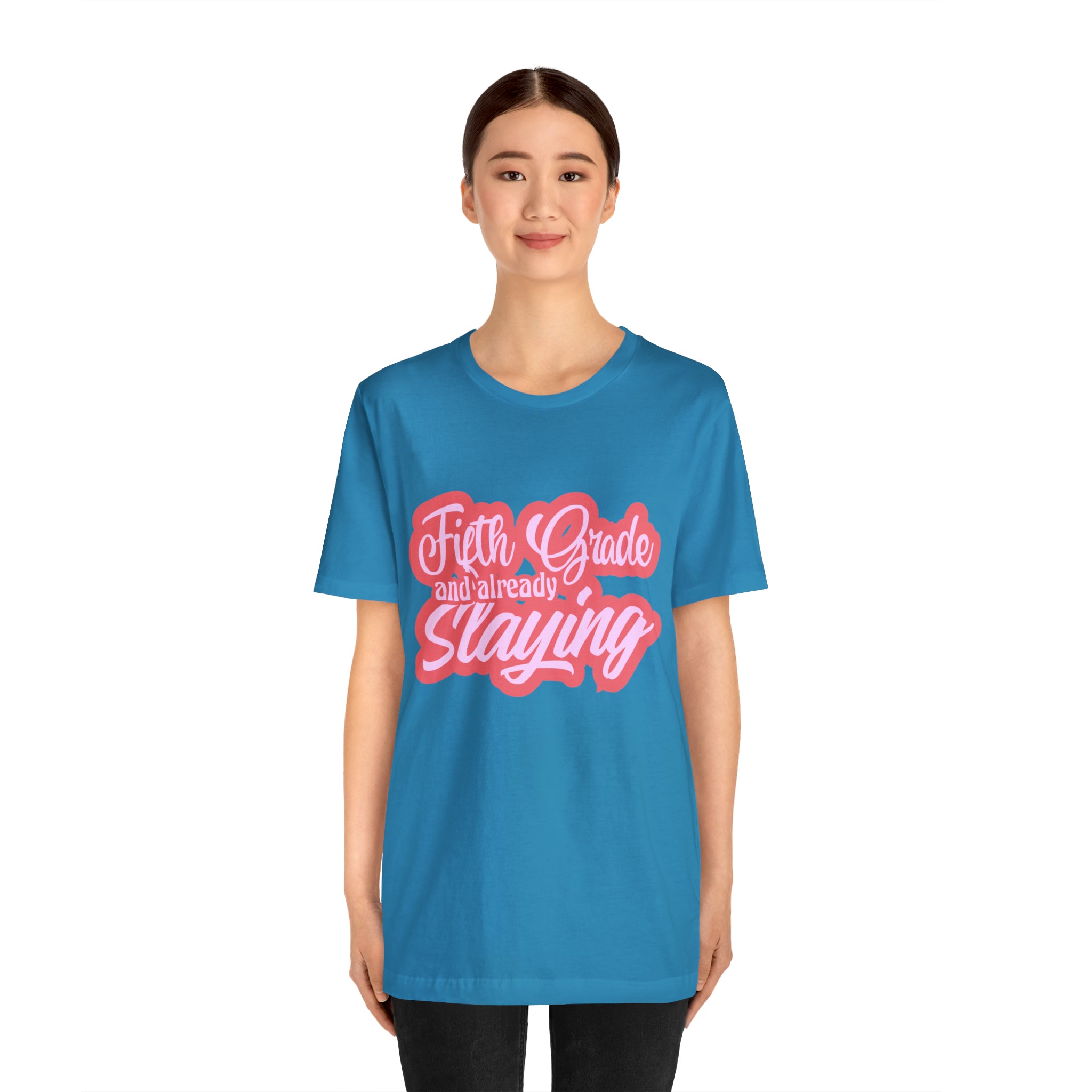 Slaying in Fifth Grade Shirt | Pink School Unisex T-Shirt