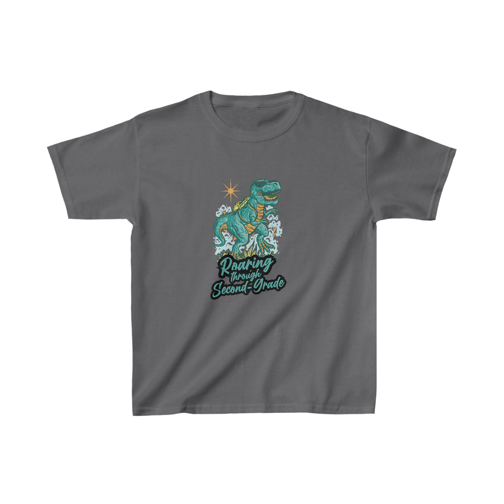 Dinosaur Roaring Through School | Second Grade Kids Heavy Cotton™ Tee