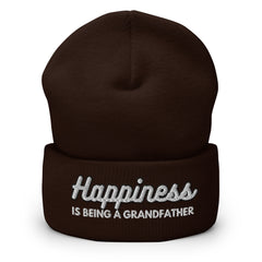 Happiness is Being a Grandfather Cuffed Beanie - Best Grandfather Beanie