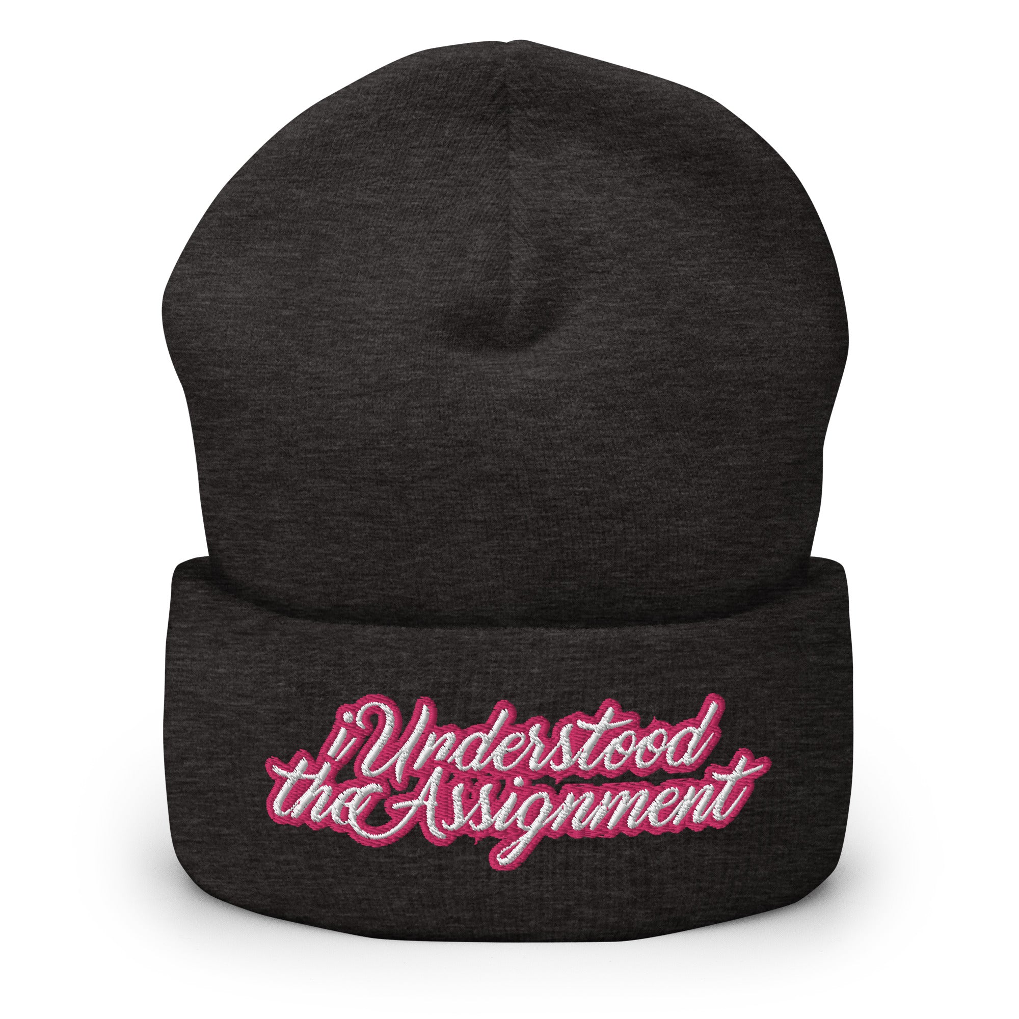 I Understood the Assignment Cuffed Beanie - Modern Slang Pink Beanie