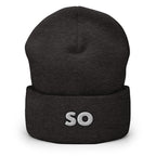 So? Cuffed Beanie - Minimalist Simple Funny Statement Beanie