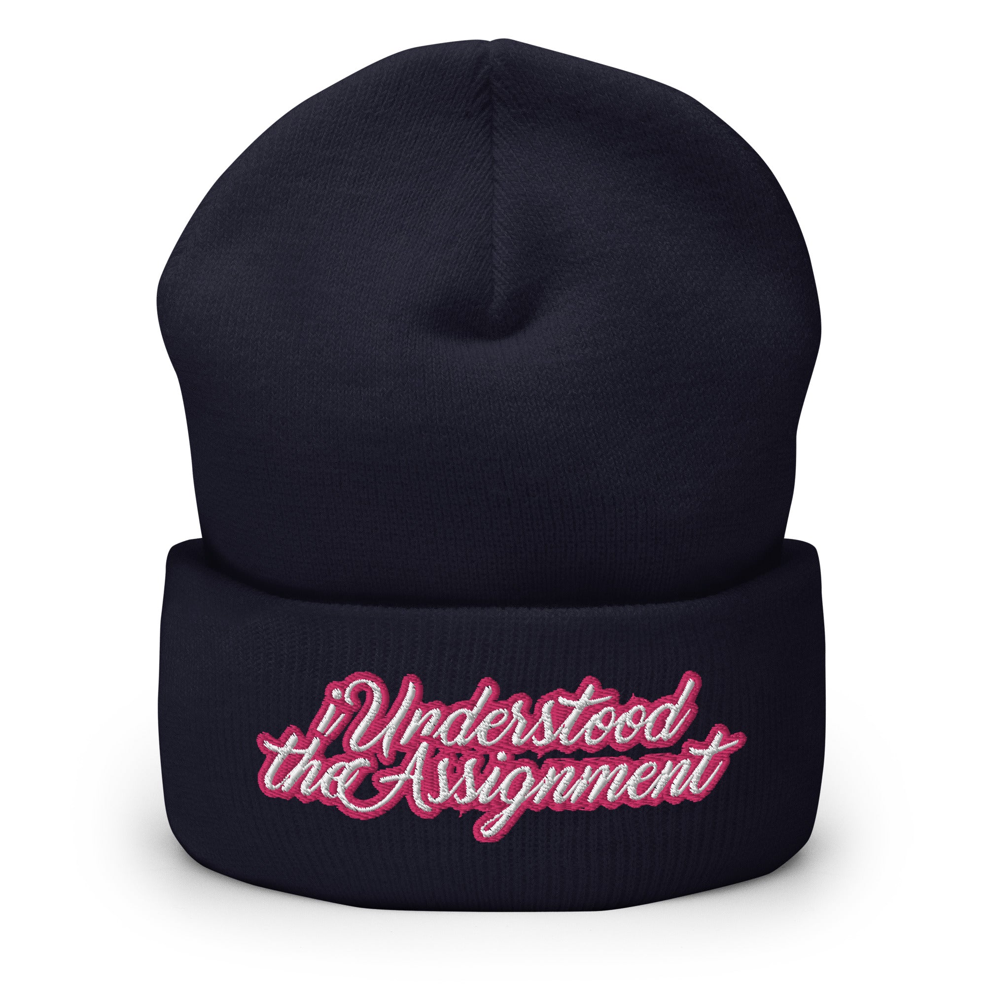 I Understood the Assignment Cuffed Beanie - Modern Slang Pink Beanie