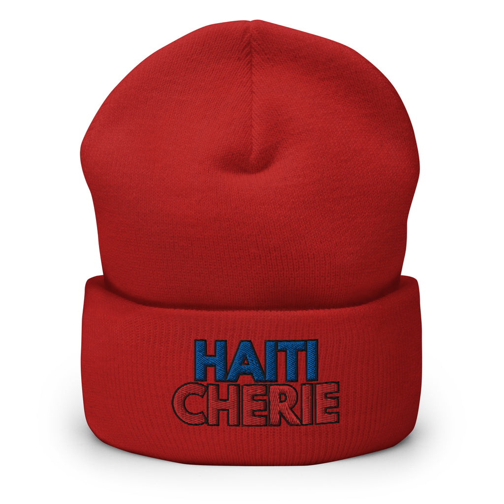 Haiti Cherie Cuffed Beanie - Dear Haiti Love Haiti Embroidered Beanie