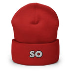 So? Cuffed Beanie - Minimalist Simple Funny Statement Beanie