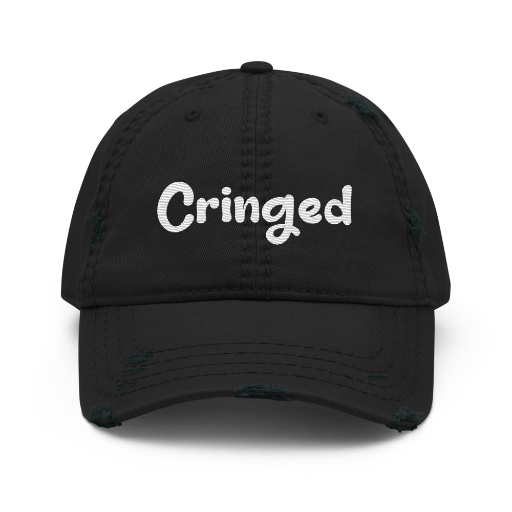 Cringed Distressed Dad Hat Funny Font Happy Errand Gym Hat Brunch