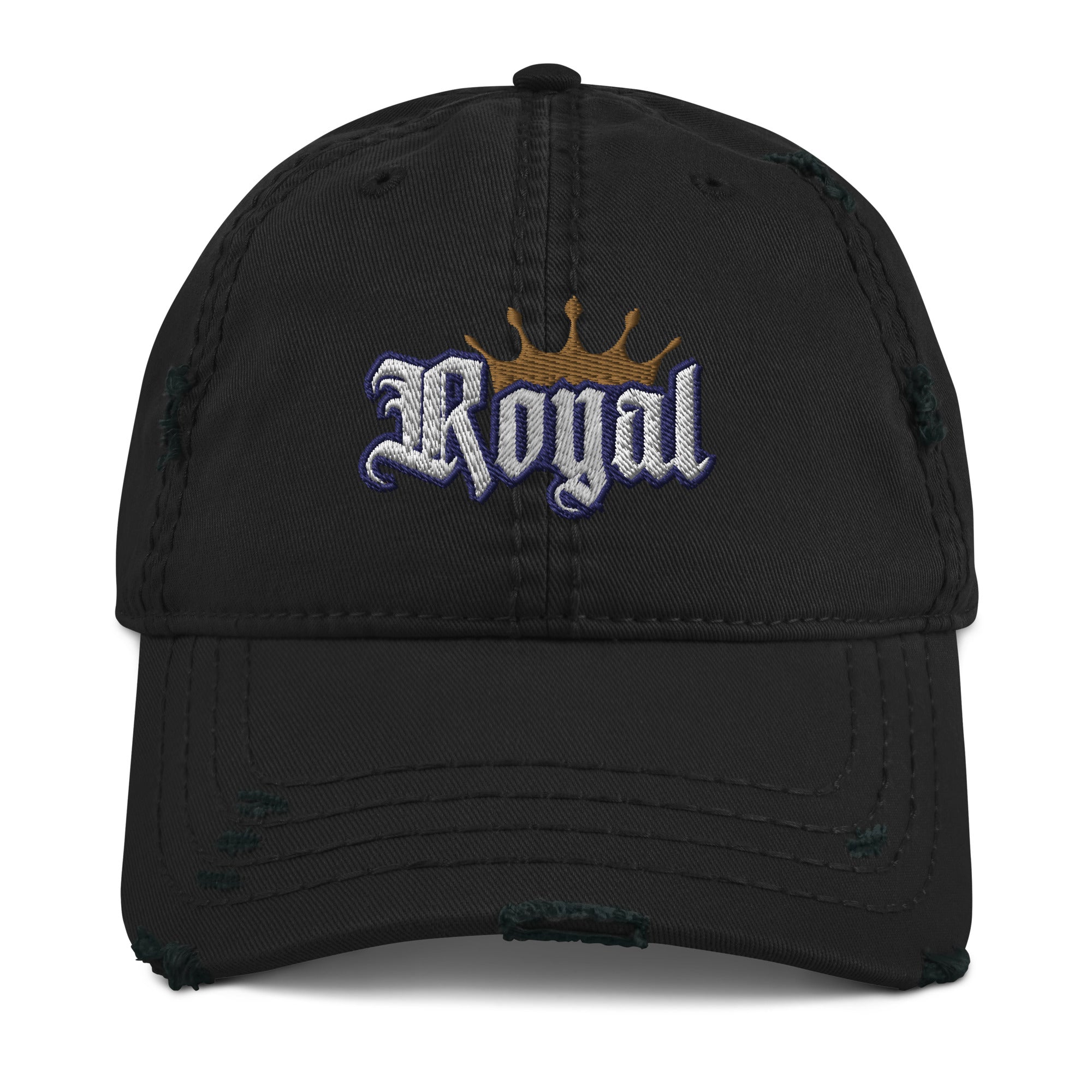 Royal Distressed Dad Hat - Royalty Crown Cap