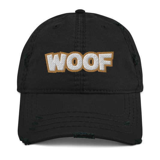 WOOF Dog Distressed Dad Hat - Dog Lover Dog Cap