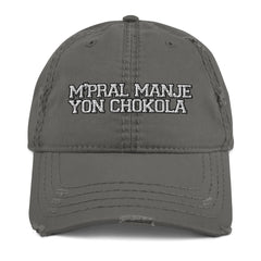 M'pral'manje yon chokola Distressed Dad Hat - Chokola