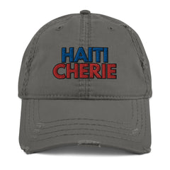 Haiti Cherie Distressed Dad Hat - Dear Haiti Love Haiti Embroidered Hat