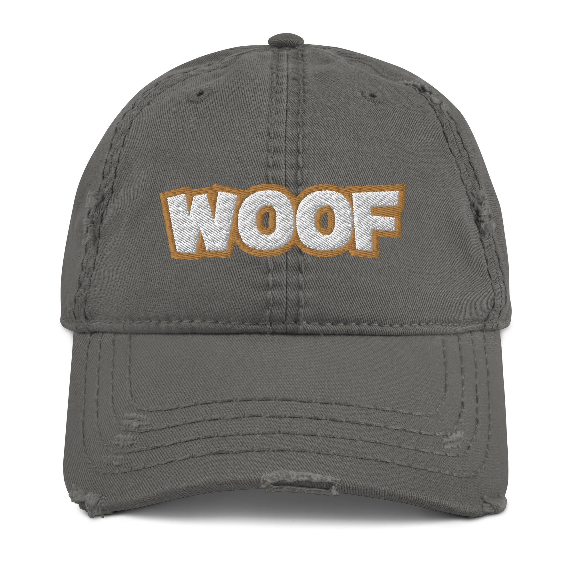 WOOF Dog Distressed Dad Hat - Dog Lover Dog Cap