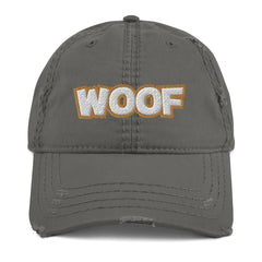 WOOF Dog Distressed Dad Hat - Dog Lover Dog Cap