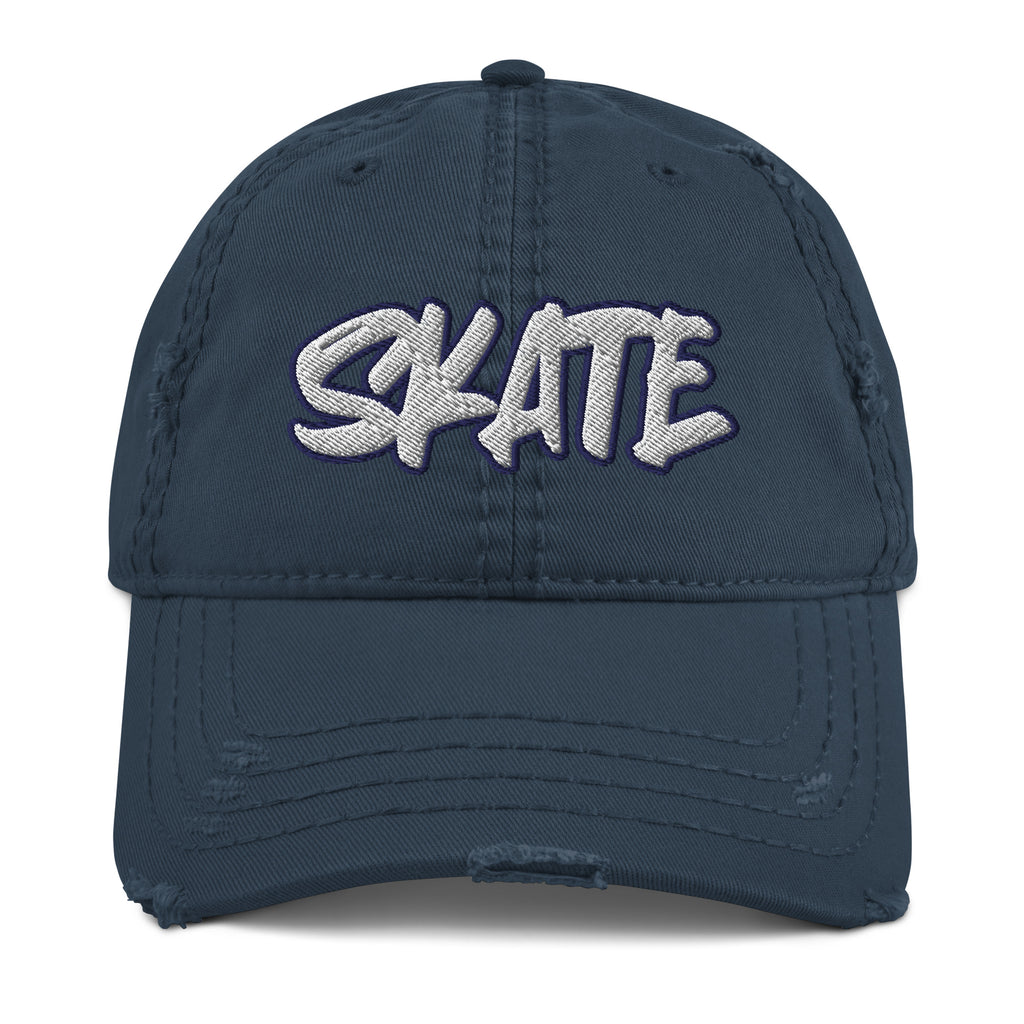 Skate Distressed Dad Hat - Skater Boy, Skater Life, Skating, Headwear, Skateboard, Skateboarding