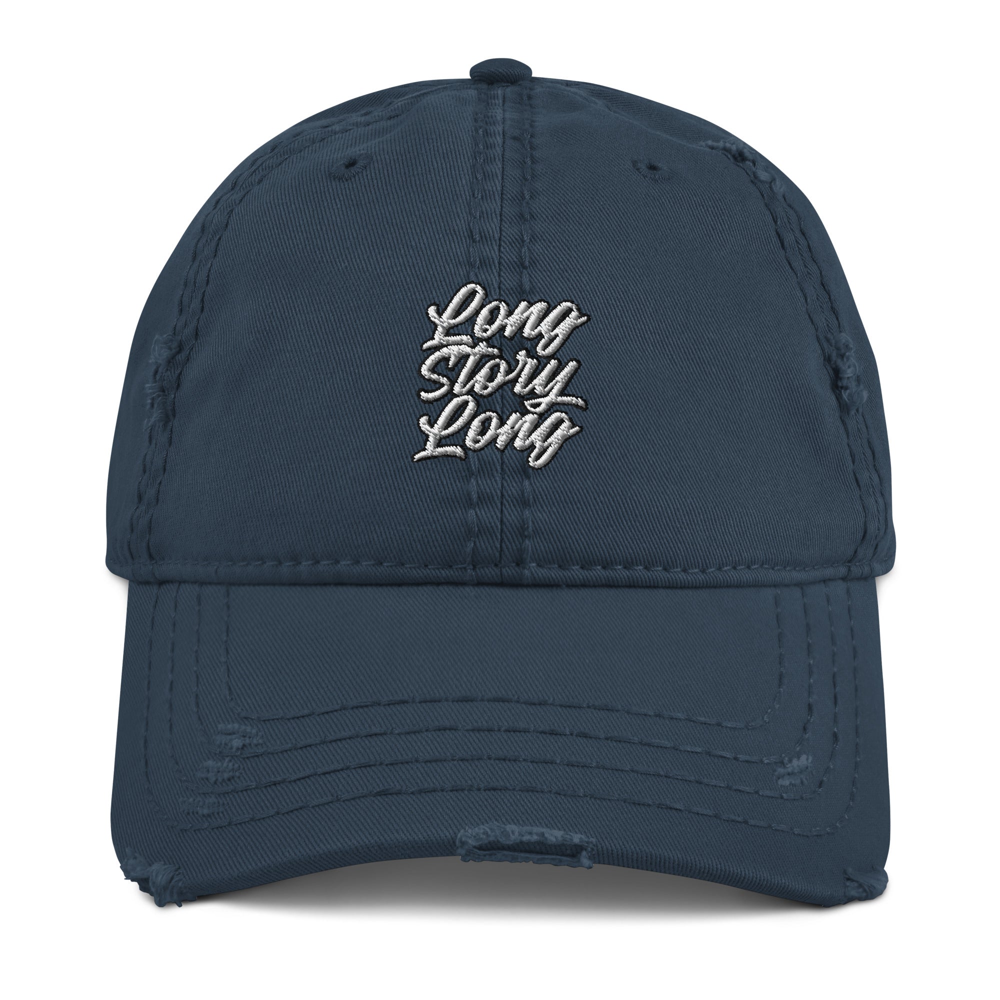 Long Story Long Distressed Dad Hat - Funny Statement Cap