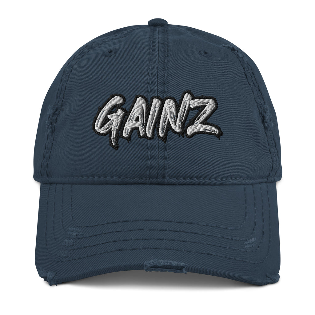 Gainz Distressed Dad Hat - Gym Bodybuilding Gains Hat