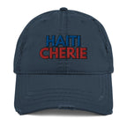 Haiti Cherie Distressed Dad Hat - Dear Haiti Love Haiti Embroidered Hat