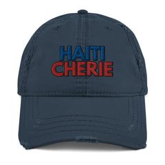 Haiti Cherie Distressed Dad Hat - Dear Haiti Love Haiti Embroidered Hat