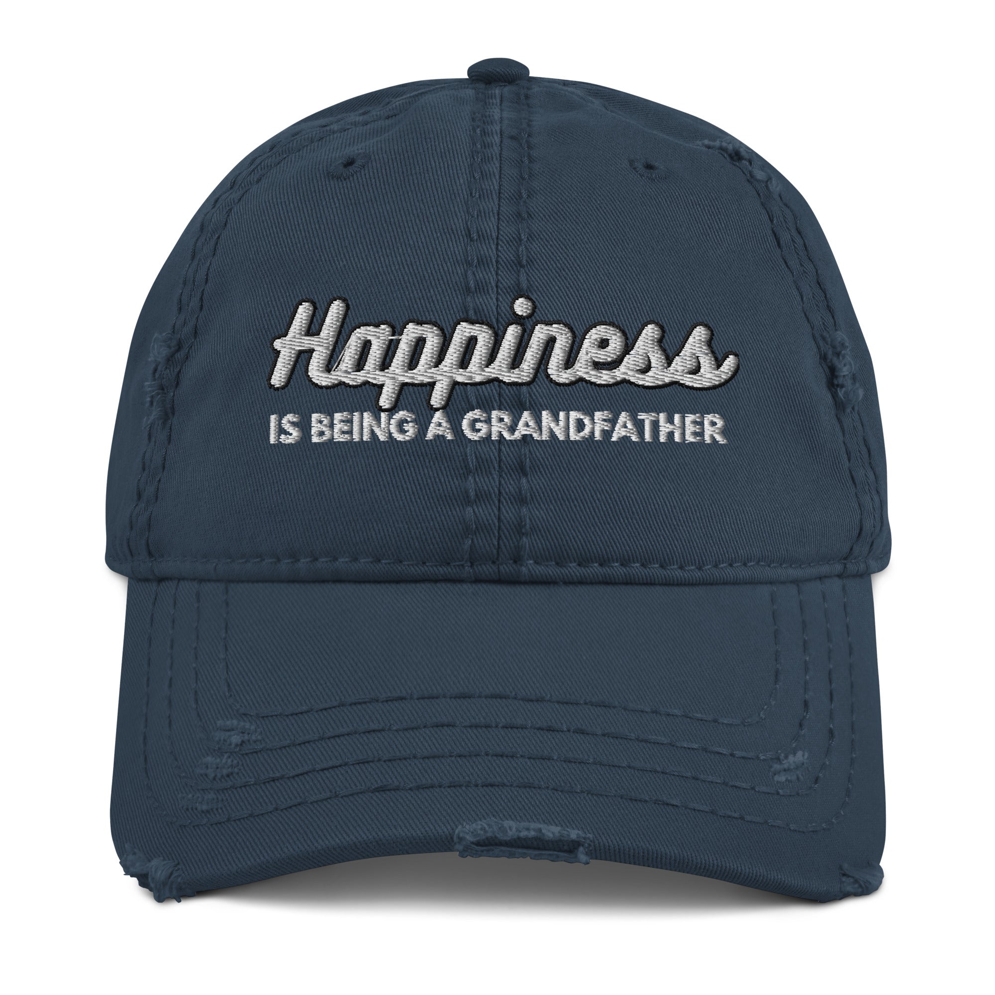 Happiness Is Being a Grandfather Distressed Dad Hat - Best Grandparent Cap