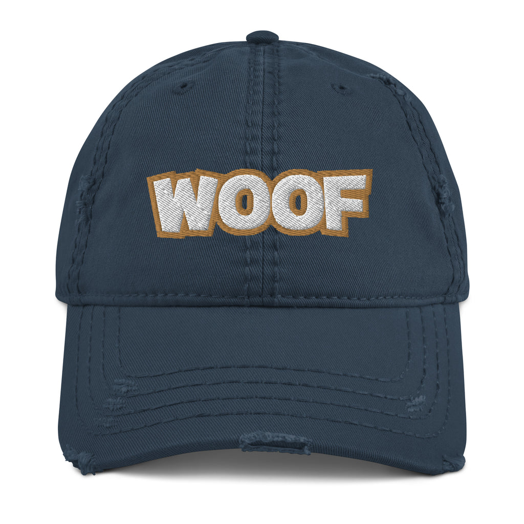 WOOF Dog Distressed Dad Hat - Dog Lover Dog Cap