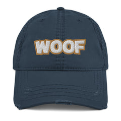 WOOF Dog Distressed Dad Hat - Dog Lover Dog Cap
